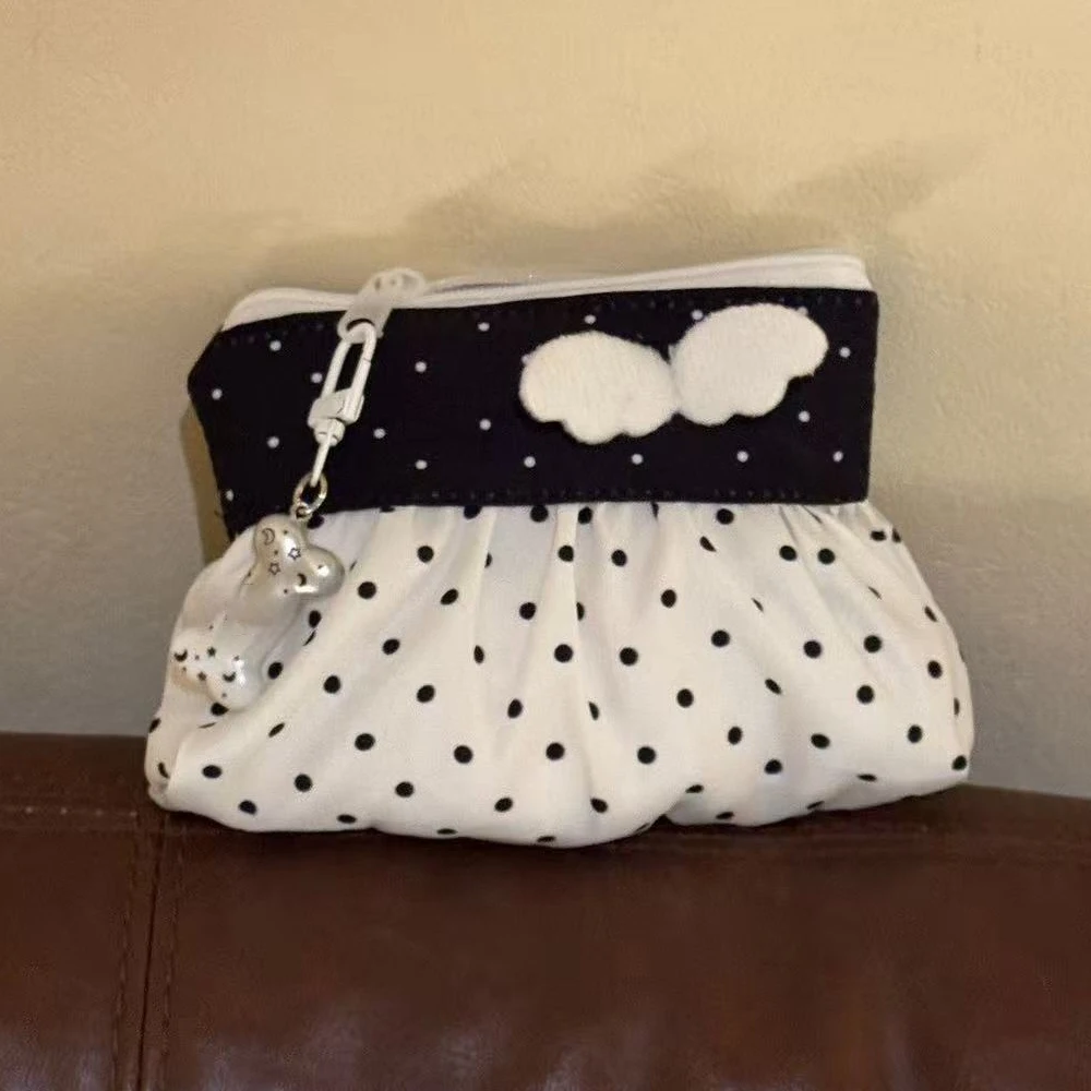 Kawaii Münzbörse Koreanische Polka-Dot-Aufbewahrungstasche Niedliche 3D-Flügel-Mini-Kartenhülle Tragbare Münzbörse Schlüsseltasche Kopfhörertasche Geschenk – Detail 9