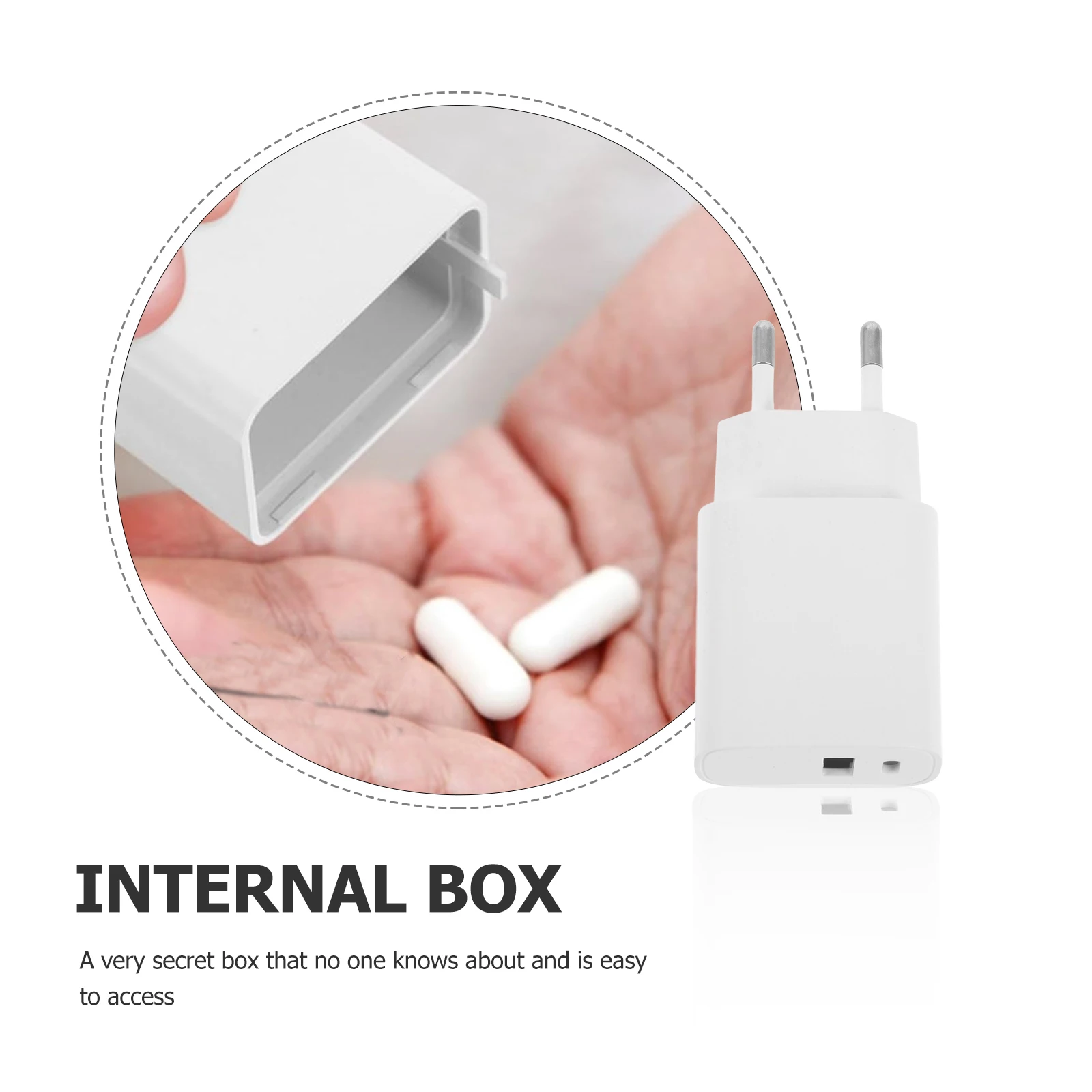 

Charging Plug Storage Box Hidden Cash Holder Safe Key Chain Compact Lightweight Secret Container Money for Cash