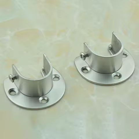 ABVT-2X Stainless Steel Closet Closet Bracket, U-Shaped Open Socket Bracket, Shower Curtain Rod End Support Sleeve Flange