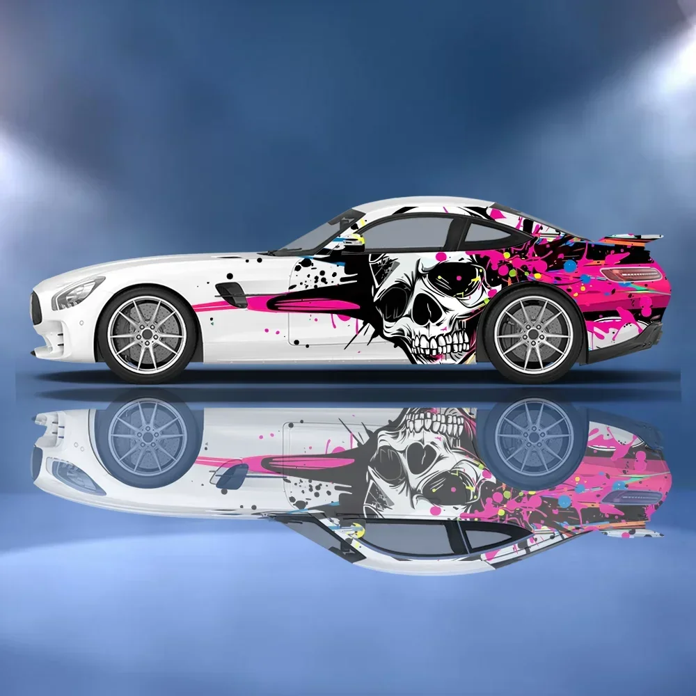 

Colorful Neon Skull Splash Car Side Sticker Decor, PVC Waterproof Scratch Resistant Decal, Car Protection, Auto Accessories Gift