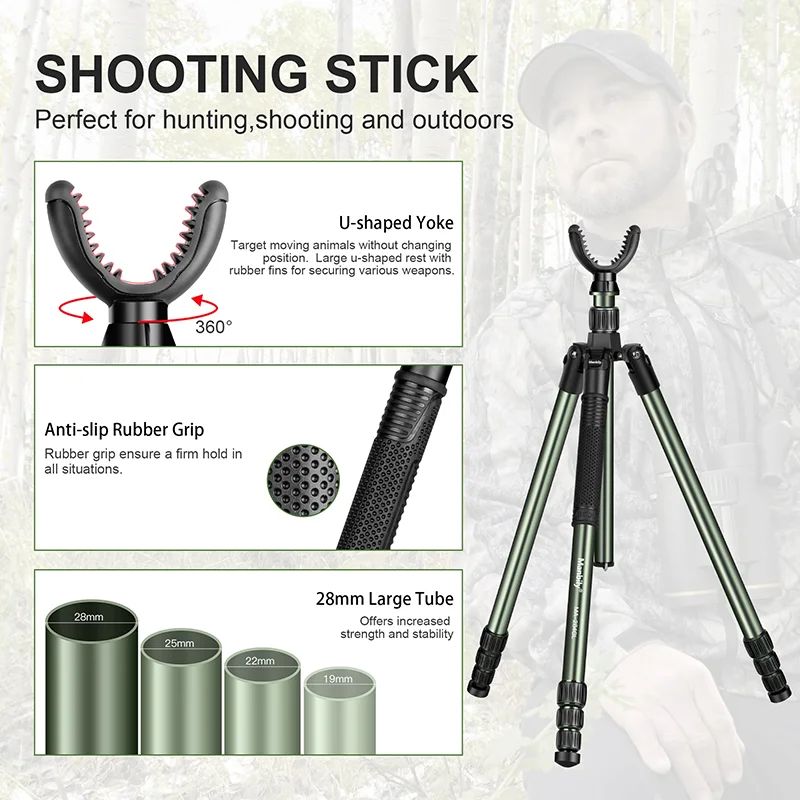 Manbily MA-284GL حامل ثلاثي محمول من الألومنيوم للاستخدام الخارجي للصيد مع حامل ثلاثي احترافي للتصوير الفوتوغرافي U-1V-Yoke Max.load 10 كجم