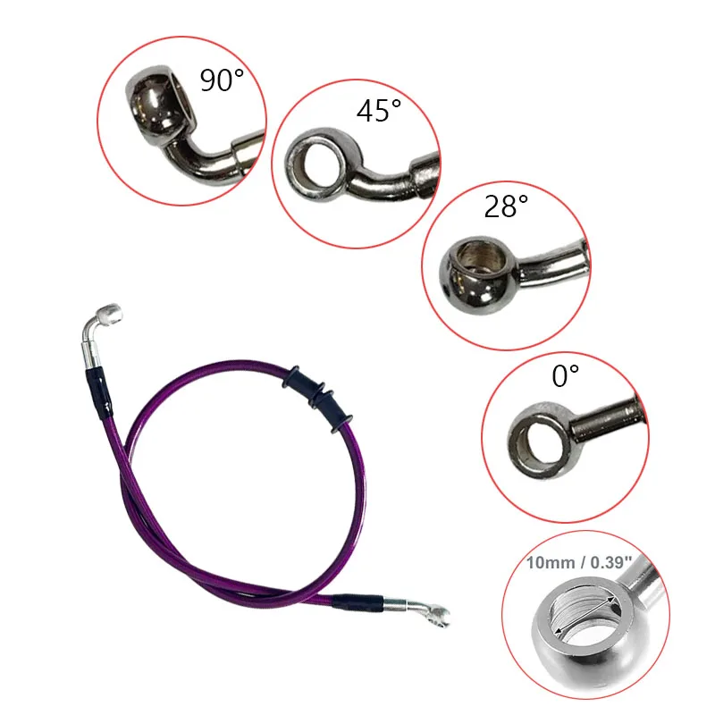 Motorfiets Hydraulische Koppeling Olieleiding Versterkt Gevlochten Paars Moto remslangen Pijp Racing Kabel 10mm Banjo 0 °   28 °   45 °   90 °   AN3