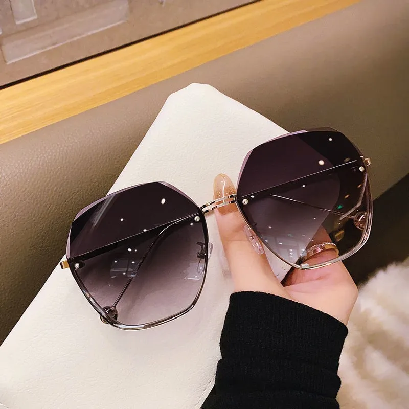 2024 Fashion New Polygonal Metal Sunglasses Retro Ladies Glasses Classic Trend Luxury Driving Travel Eyewear