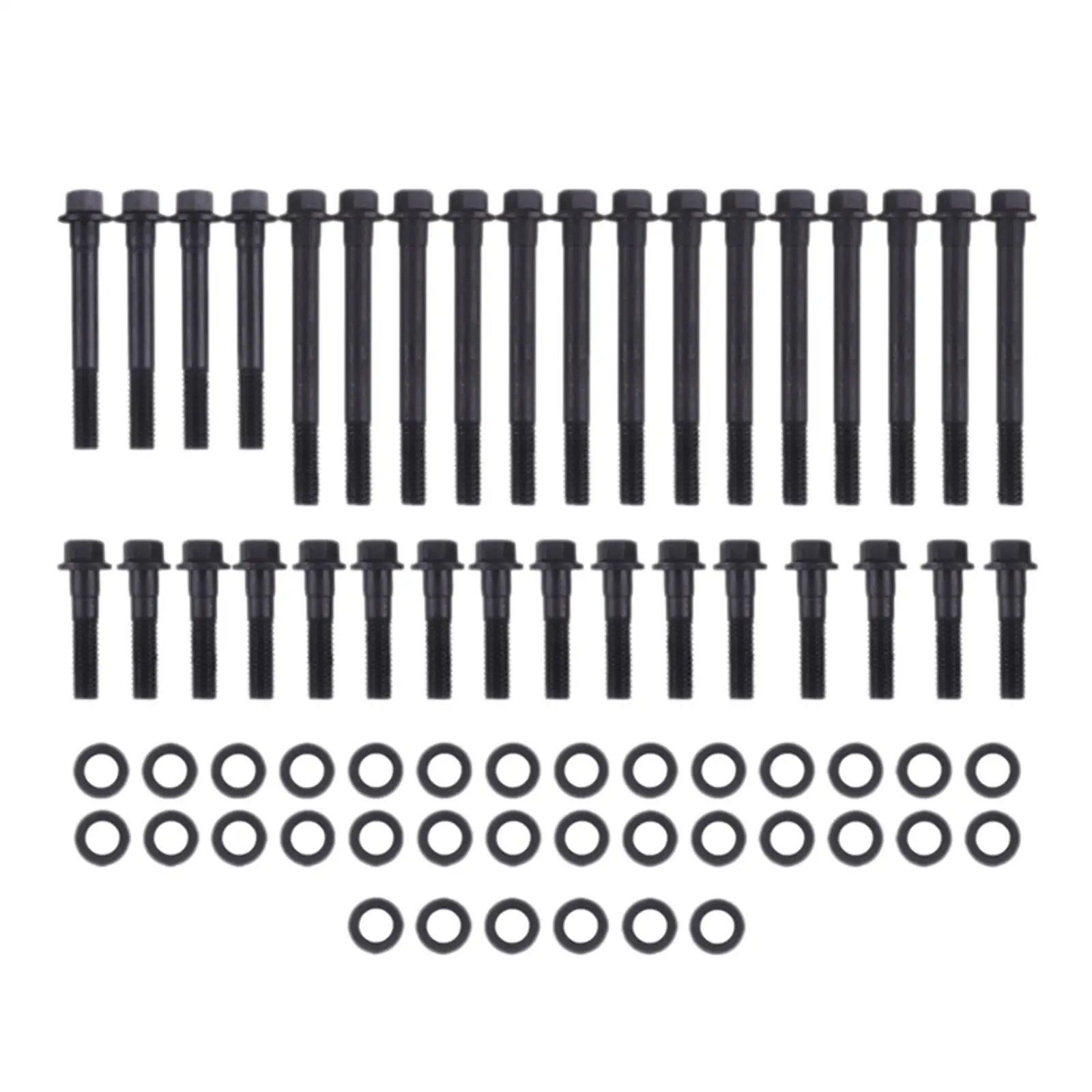 Direct Fit Engine Cylinder Head Bolts Kit Steel Black Replacement for Chevy SBC 350 383 400 Engine Heads