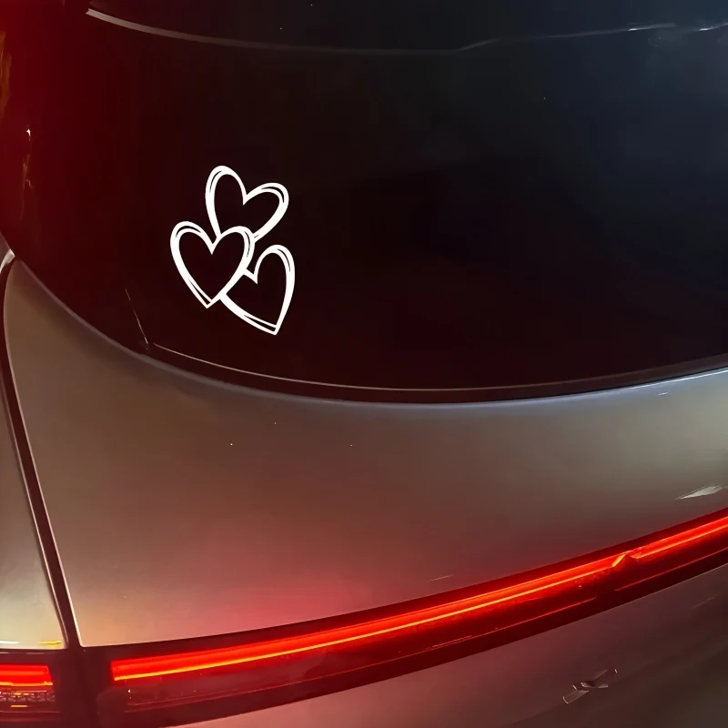 11x15CM Heart Shaped Vinyl Sticker Shiny Pink Cartoon Decal Car Window Body Decoration Accessory