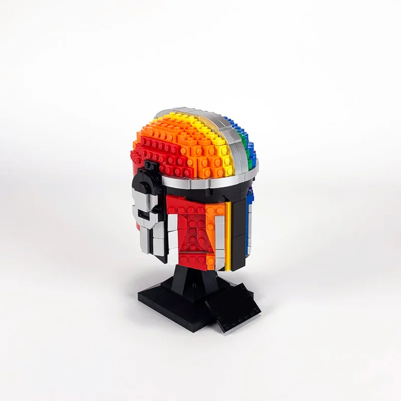 628PCS MOCstarbattle Series-MOD SET 75328 MANDALORIAN HELMET Creative Building Blocks Birthday Gift Toys