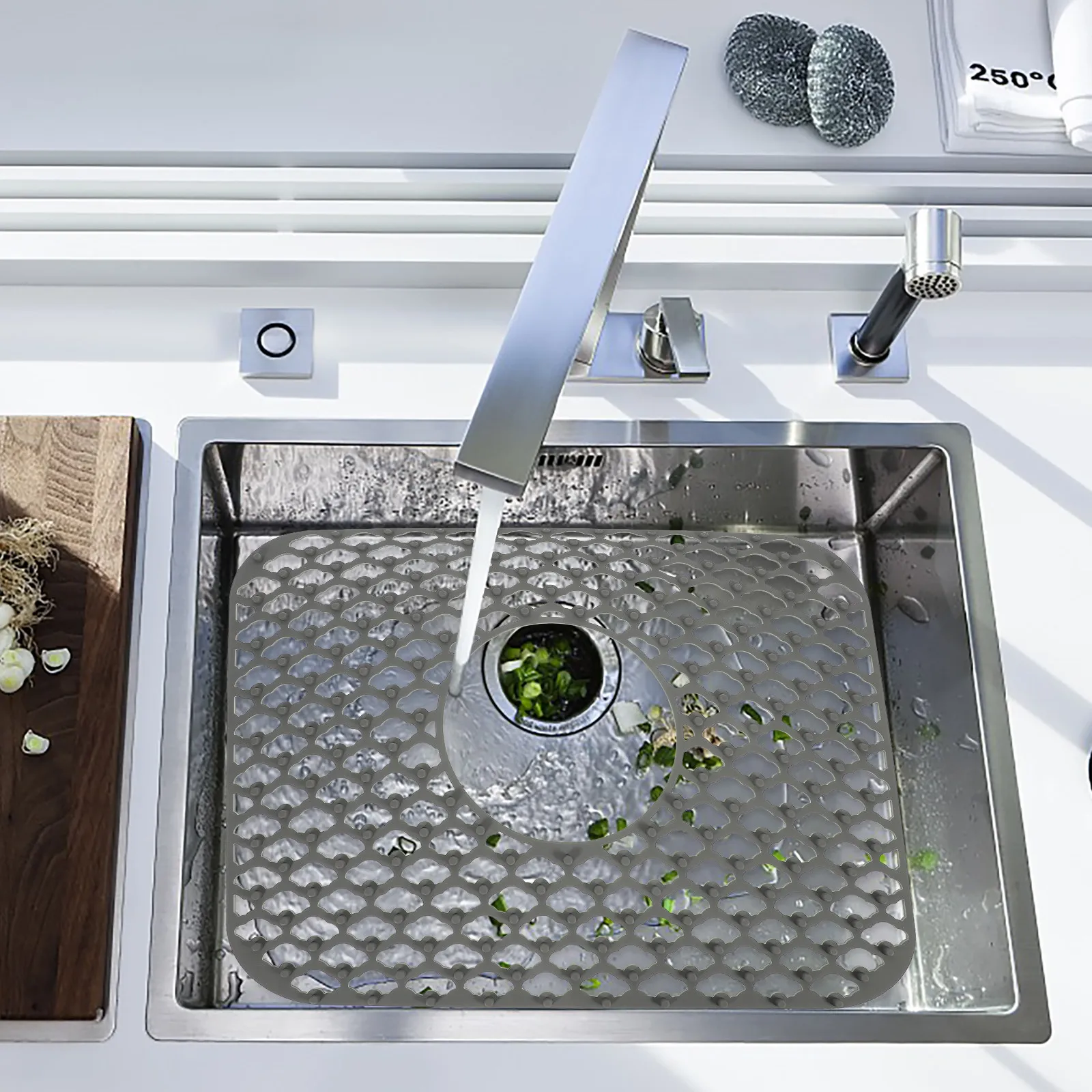 

Kitchen Silicone Sink Draining Cushion Non-Slip Hollow Silicone Draining Pad Heat Insulation Sink Countertop Anti-Fall Filter