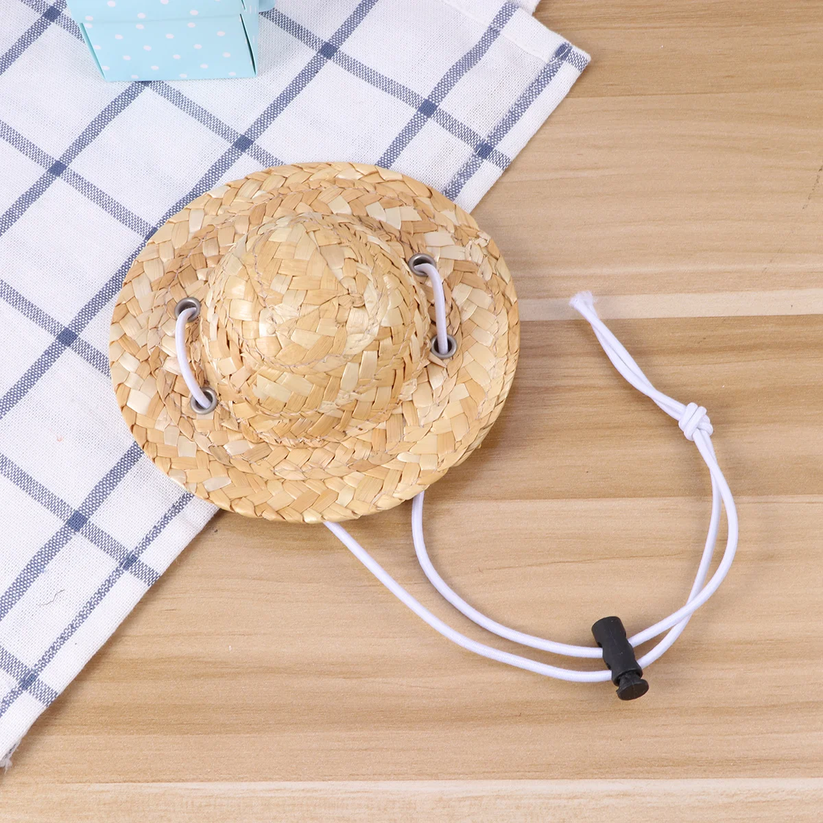 

Pet Straw Hat Adjustable Sun Protection for Small Dogs Cats L Size Breathable Comfortable Beach Garden Party Wear