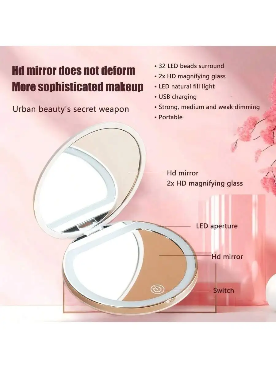 미니 화장 거울, 작고 휴대성이 뛰어나며 3단계 조절이 가능하며 여행 필수품입니다.