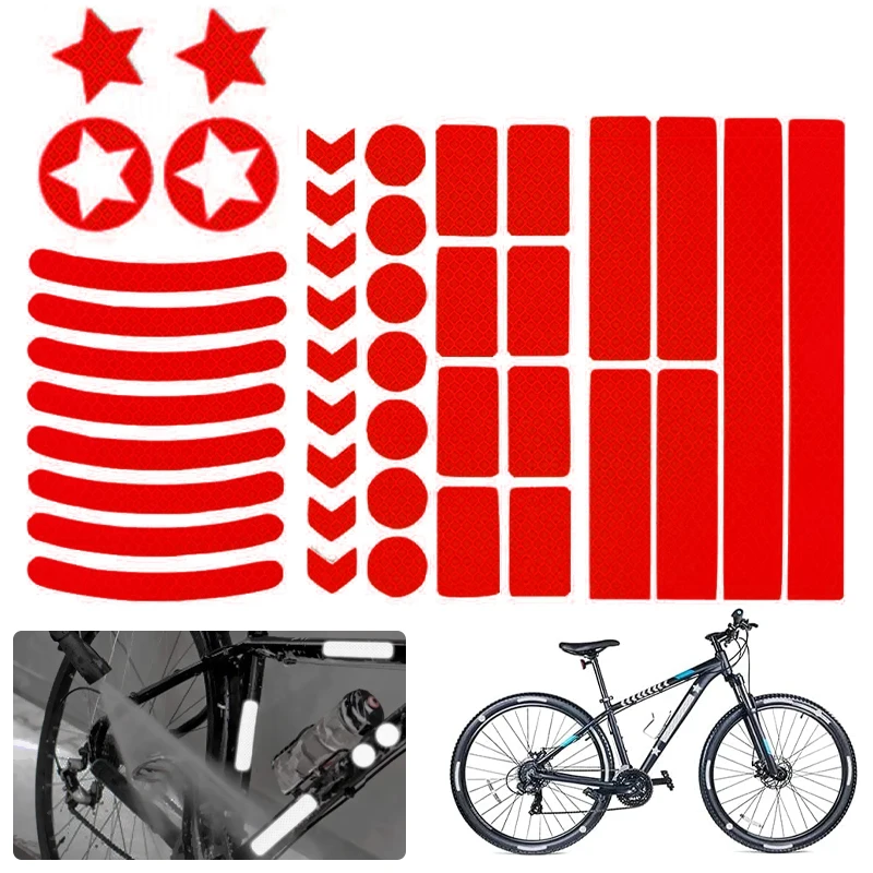 42Pcs Cycling Reflective Decals Kits Bike Art Decor Bicycle Frame Stickers Decals Cycling DIY Stickers Decoration MTB Stickers