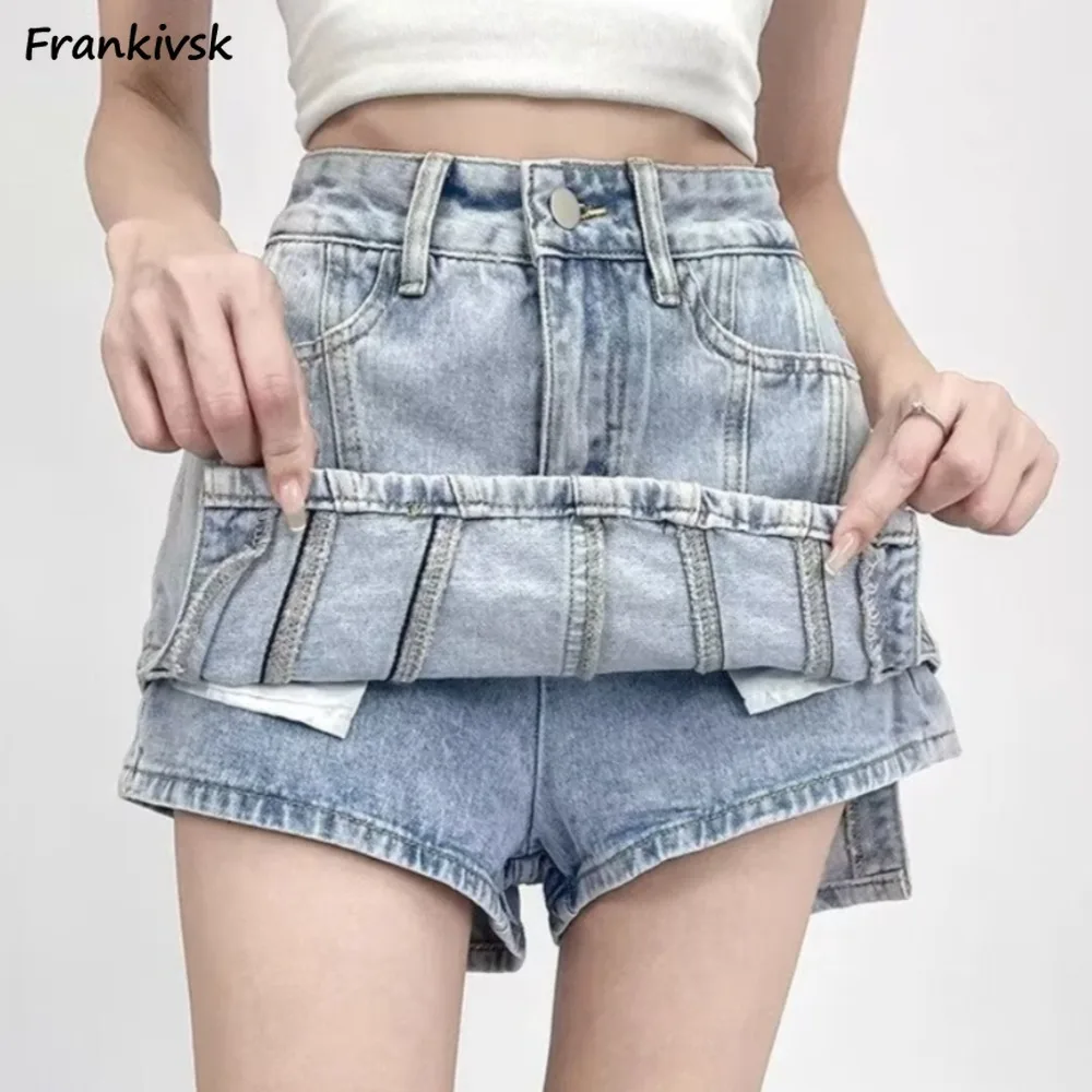 

Women's Skirts Vintage High Waist Denim Summer Spicy Girls Harajuku Y2k A-line Streetwear All-match Schoolgirls American Style