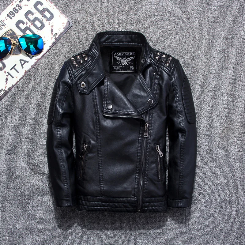 Children NEW Year Waterproof Windproof Coat Kids Street Photography Wear Rock Boys Christmas Motorcycle Pu Leather Jacket