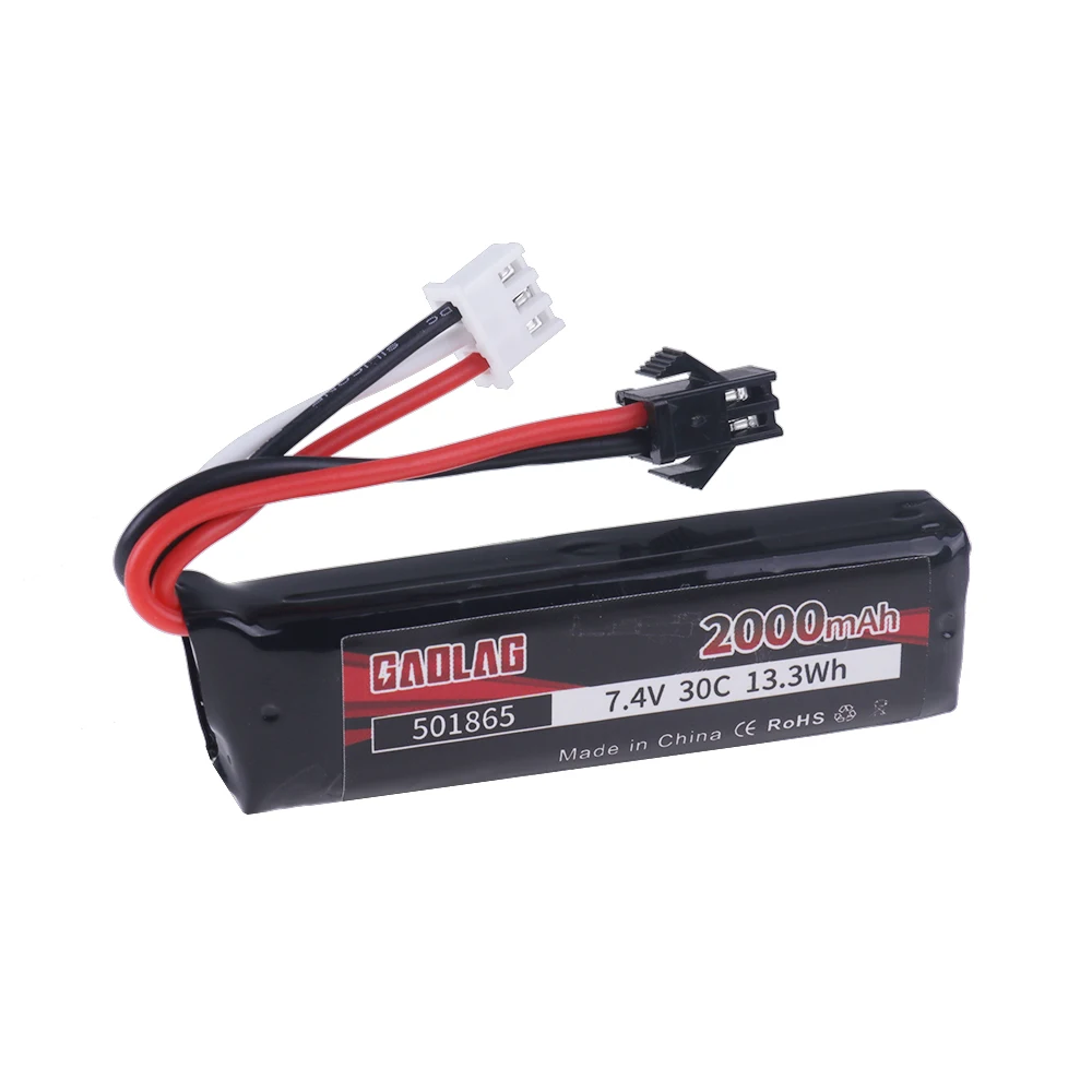 Water Gun Airsoft 7.4v 2s 2000mah 30c 501865 Lipo Battery T/Sm/Xt30 Plug For Airsoft Bb Air Pistol Electric Toys Guns Parts