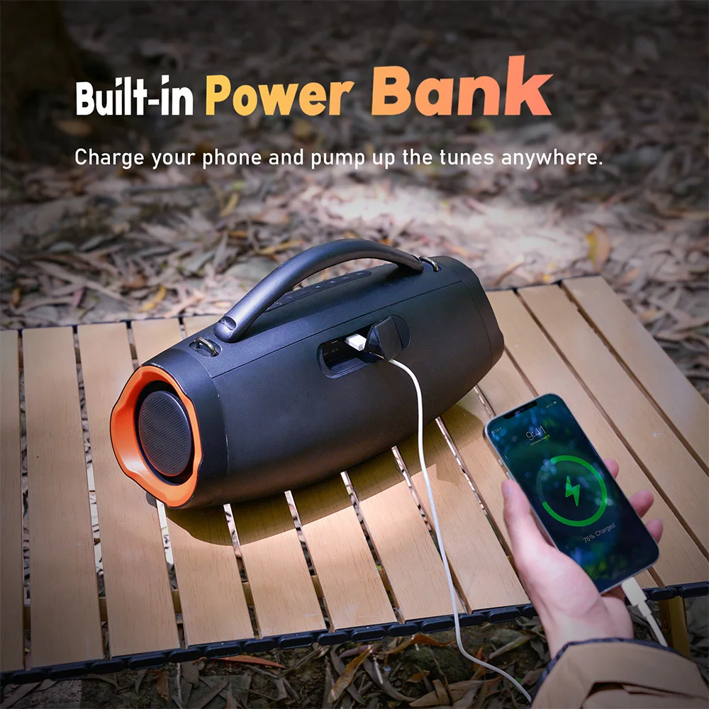 DOSS Portable Speaker Bluetooth 5.4 Powerful 120W Sound Punchy Bass Subwoofer Sound Box IPX6 Waterproof Outdoor Wireless Speaker