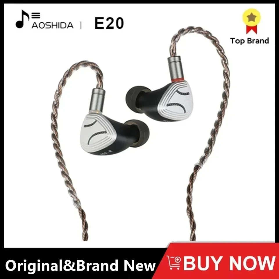 

Aoshida E20 Earphone 10mm Beryllium Coated Dynamic Driver 8mm DLC Diaphragm In-ear Headphone HiFi Audio Earset Outdoor