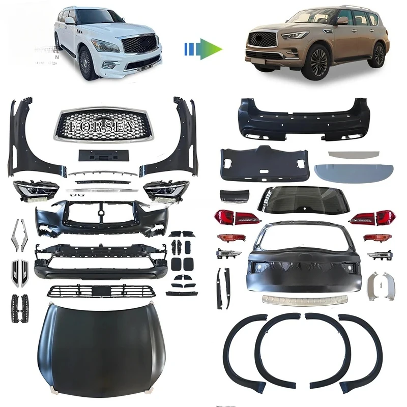 

Car Bodykit for Infiniti QX80 2016 Upgrade to 2019 Front&Rear Bumper Front Lip Auto Body Systems with Headlamp and Rearlamp