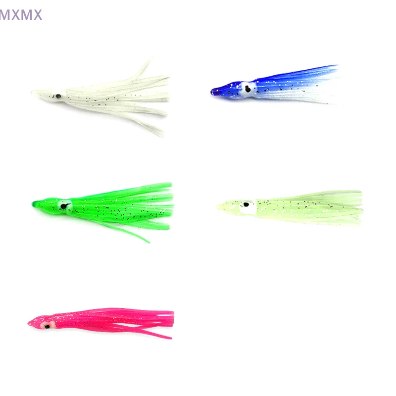 Fishing Bait Tool Soft Silicone Luminous Octopus Skirts Lures 9CM 7 Colors Squid Jigging Artificial Soft Worm Sea Fishing