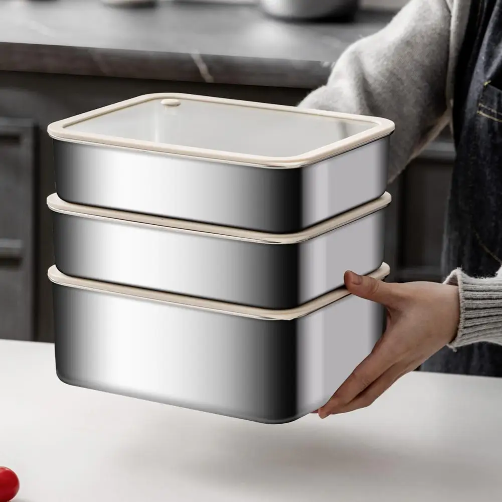 Metal Airtight Food Keepers 304 Stainless Steel Food Storage Containers with Leakproof Lids Stackable Meal Prep Boxes for Fridge