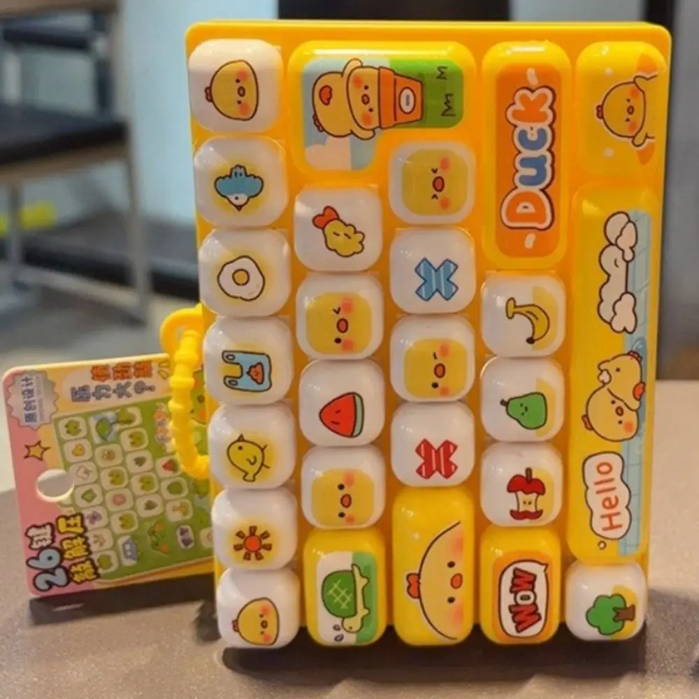 Cartoon 26 Keys Keyboard Keychain Pressable Keys Animals Keyboard Clicker Keychain Relaxed Portable Sensory Clicker Travel Use