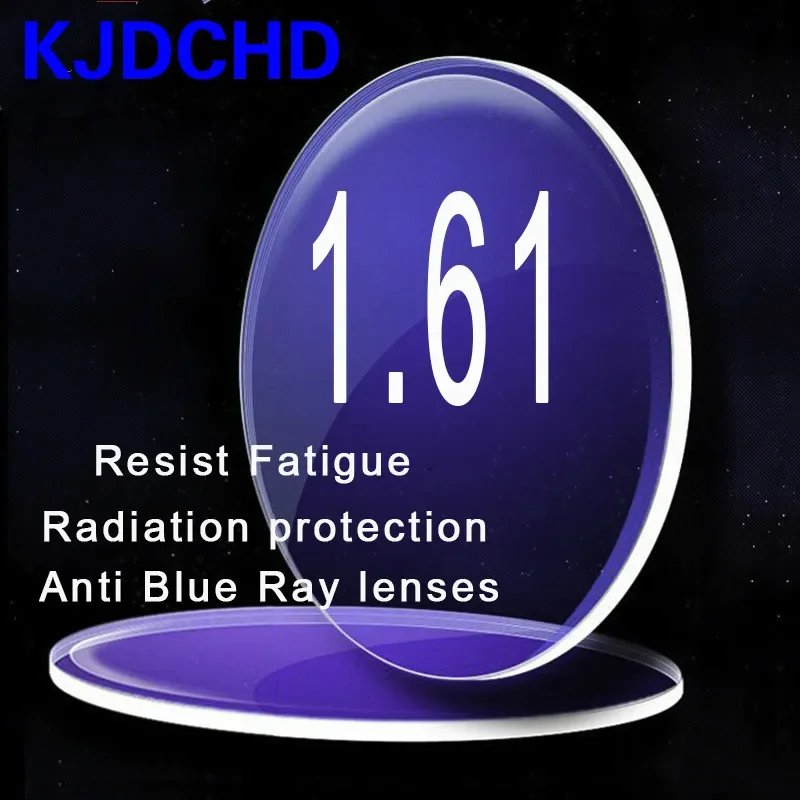 1.61 Index UV 400 Index Anti Blue Ray Anti Radiation Resin Lenses Green Coating Anti Fatigue Lens for Eyes