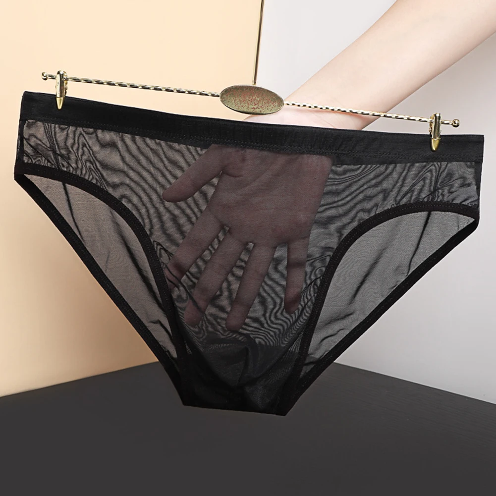 Plus Size Men Sexy Mesh Transparent Underwear For Hot Man Briefs Sheer Breathable See Through Panties Stretch Male Sexy Panties 6