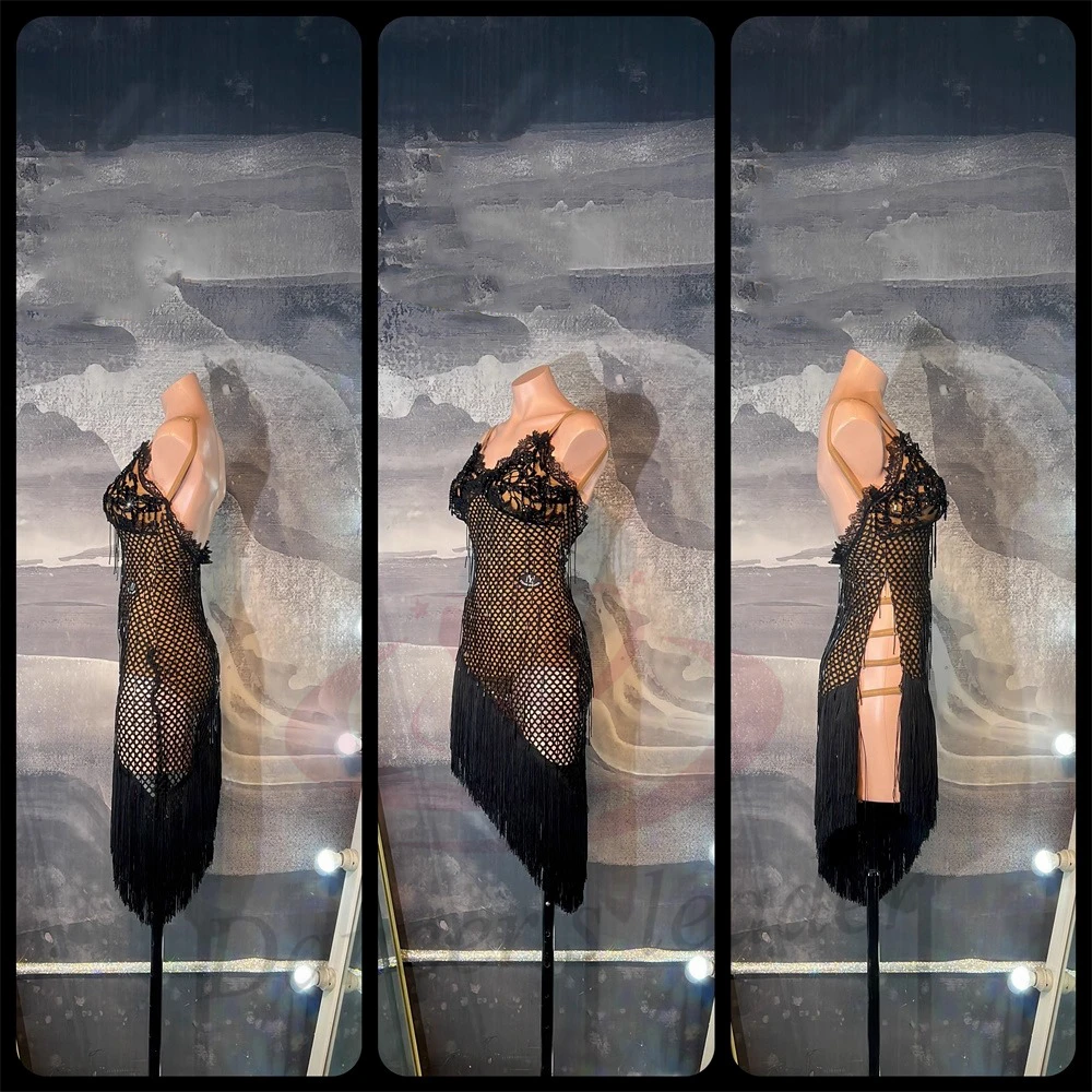 Latin Dance Adult Children'S Dress High-End Custom Lace Mesh Style Precisely Tango Women'S Professional Clothing