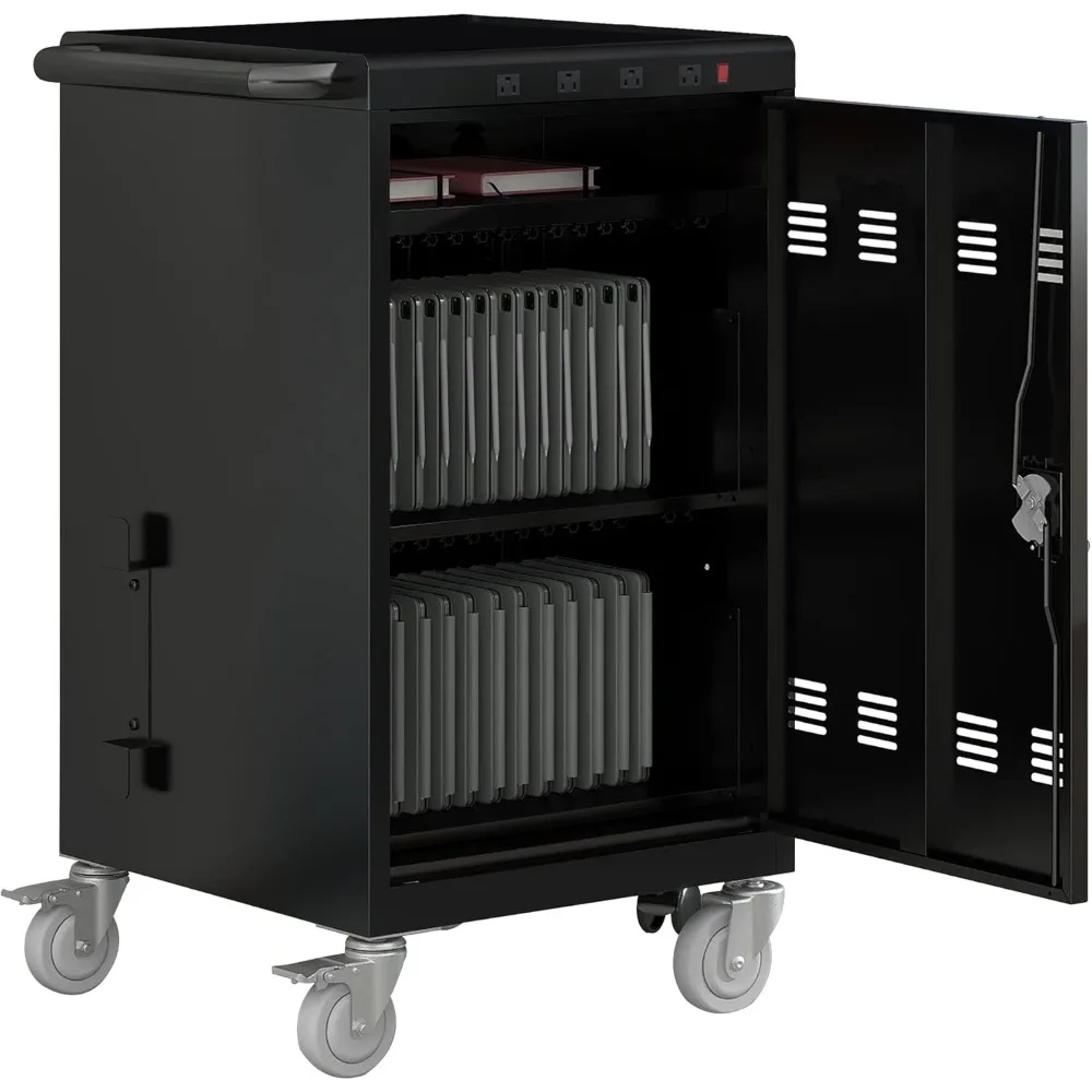 

35 Device Mobile Charging Cart, Chromebooks and Laptop Computers, Locking Charging Station with Lock & Key for The Front Back