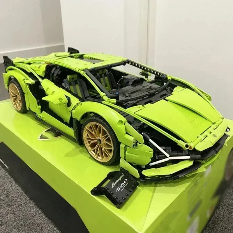 NEW 3696PS Champagne Lambo Technical Car Fit 42115 SIAN Roadster Model FKP37 Kit Model Building Blocks Toys Kids Christmas Gifts