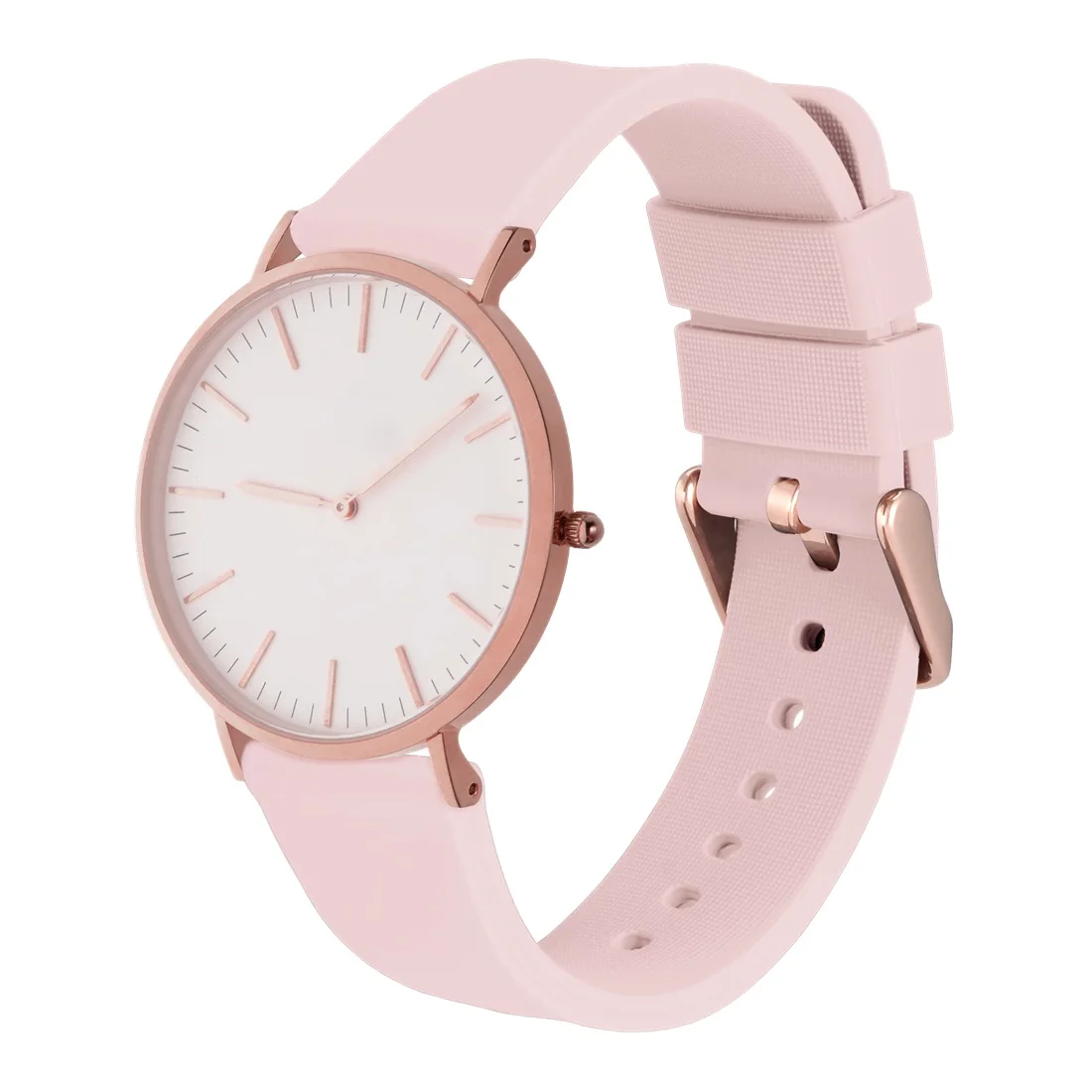 WOCCI Watchband 14mm 18mm 20mm 22mm 24mm Silicone Sport Watches Strap Women Replecement Band Bracelet Stainless Rose Gold Buckle