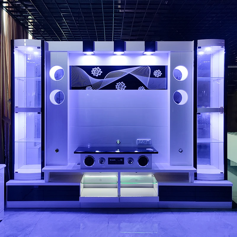 

Modern Design Large Storage Wood Light Emitting Diode TV Stand Display Cabinet Household Furniture