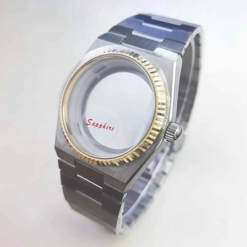 PRX سوبر لاعب ساعة حافظة 40 مللي متر NH35 حافظة الفولاذ المقاوم للصدأ رجل ساعة مع حركة NH35 NH36 مع أجزاء ساعة زجاجية الياقوت