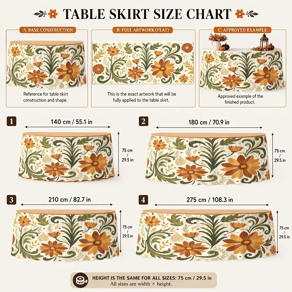 One tablecloth with floral and plant prints, in a retro country style and an elegant rectangular shape, suitable for weddings.