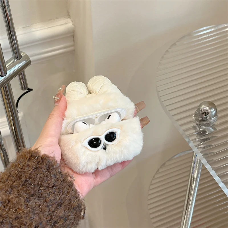 Occhiali da sole in peluche guscio a farfalla per AirPods 1 2 Pro custodia per auricolari per Airpods 3 Pro2 scatola di ricarica Bluetooth morbida e soffice