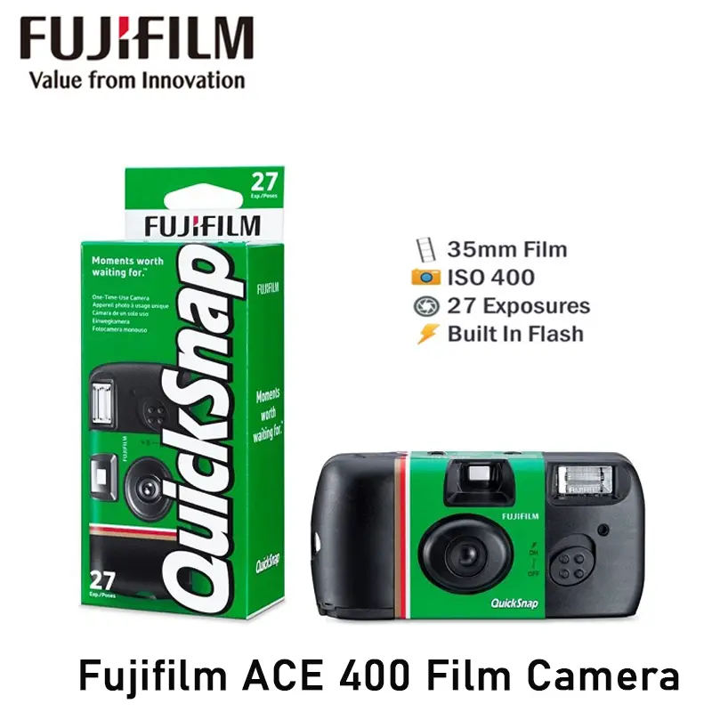 1/3/6 Pcs Fujifilm SIMPLE ACE ISO 400 35mm Power Flash 27 Photo Exposures Single Use OneTime Use QuickSnap Disposable FilmCamera - 5