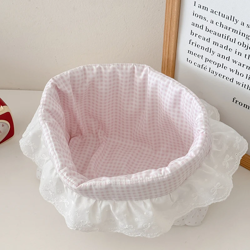 Korean Dot Lace Makeup Bag Case Fashion Travel Cosmetic Case for Girls Large Capacity Cosmetics Storage Brush Organizer Case