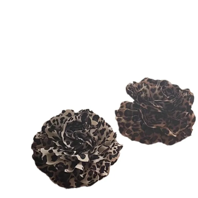 Design sense leopard print flower full back head hair grab clip fashion versatile temperament shark clip hairaccessories hairpin