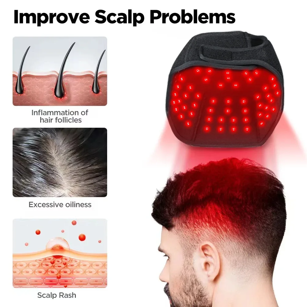 660nm 850nm Near Infrared LED Red Light Therapy Hat Device for Hair Growth Cap Prevant Loss Head Relaxation Relief Scalp