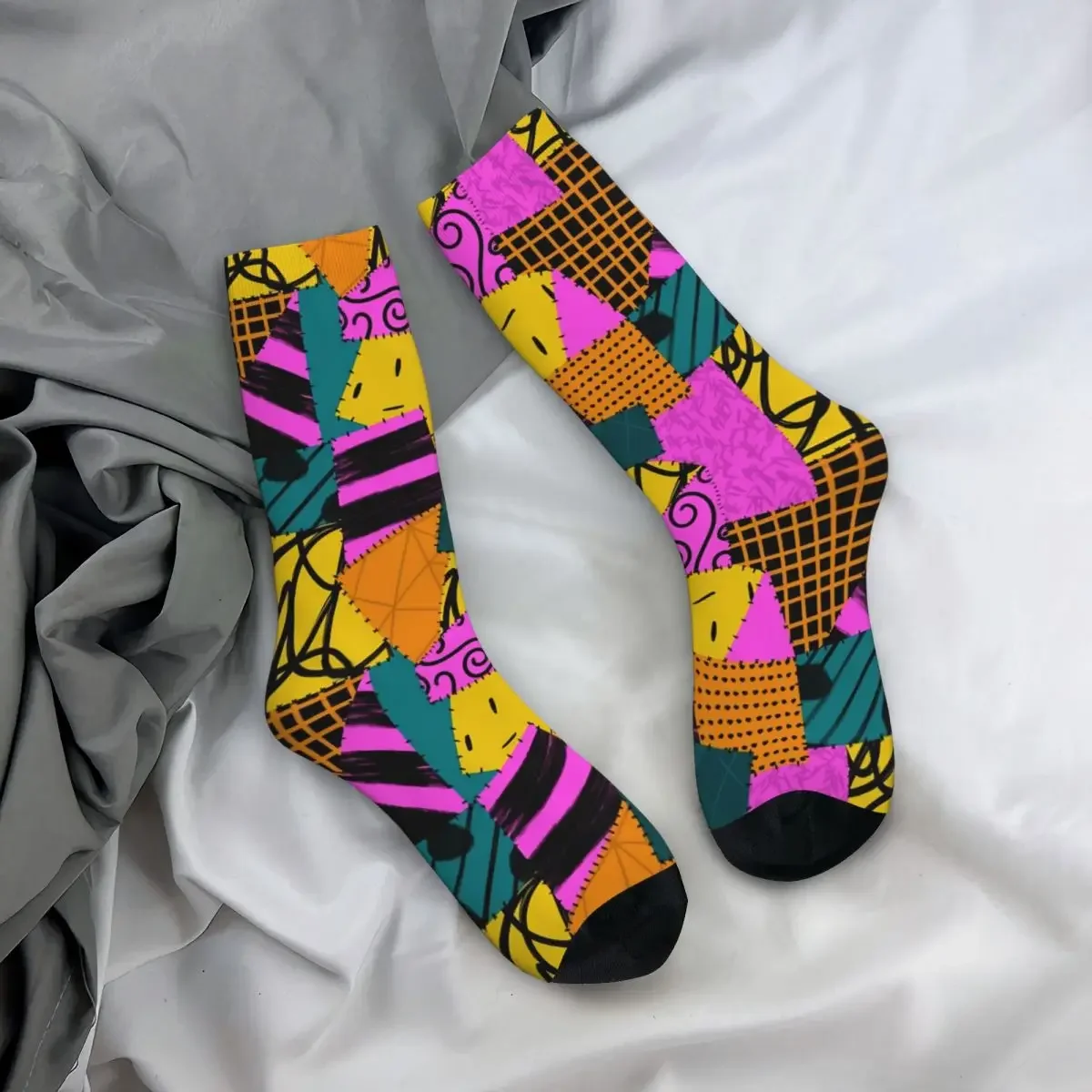 Funny Crazy Sock for Men Sallyesque Hip Hop Harajuku Happy Pattern Printed Boys Crew Sock Casual Gift