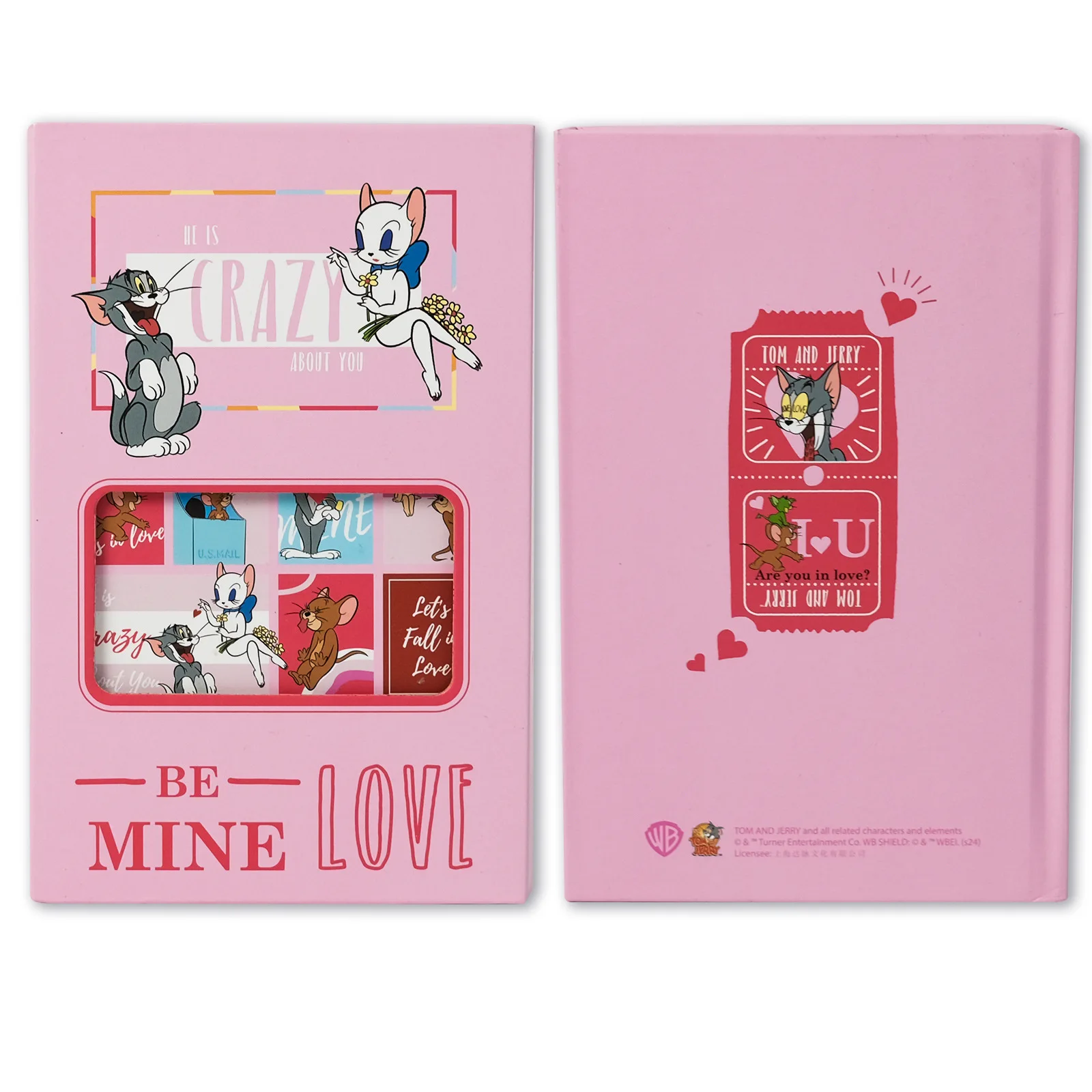 Nuevo genuino Tom y Jerry lindo dibujo animado chica rosa cubierta dura página para colorear portátil cuaderno triple Bloc de notas de dibujos animados