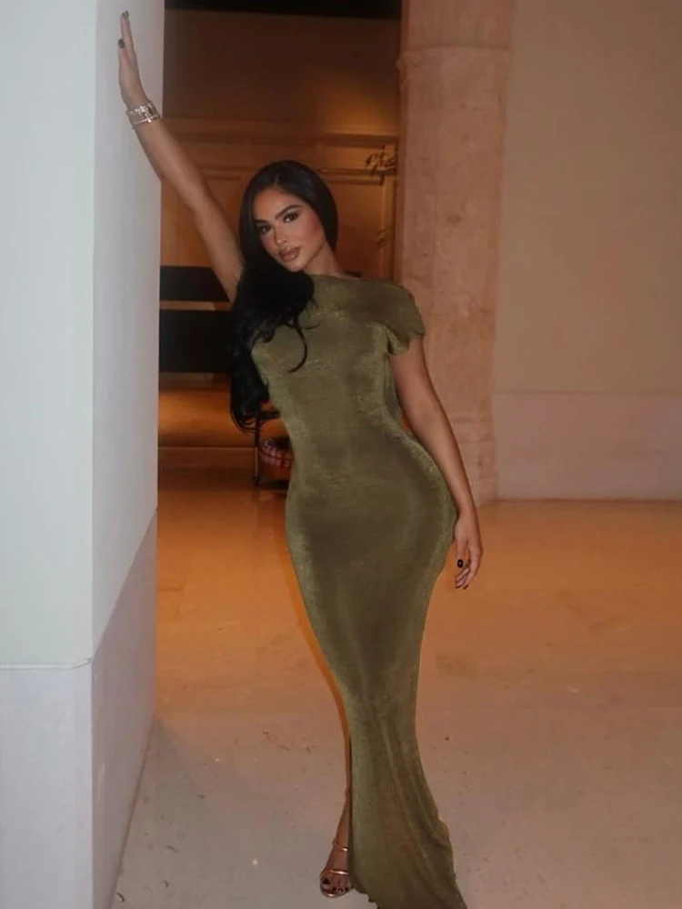 Chatte étrange Sexy dos nu mince robe femmes à lacets ourlet irrégulier froncé pêche hanche élégant Stretch maigre bal fête Club moulante