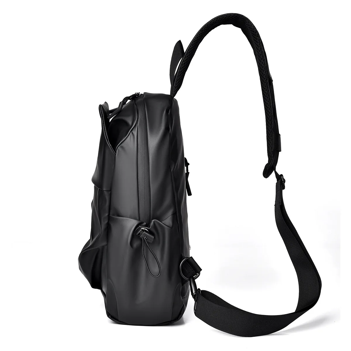 Europe and the United States new fashion leather men's chest bag function crossbody bag urban minimalist black men's bag.