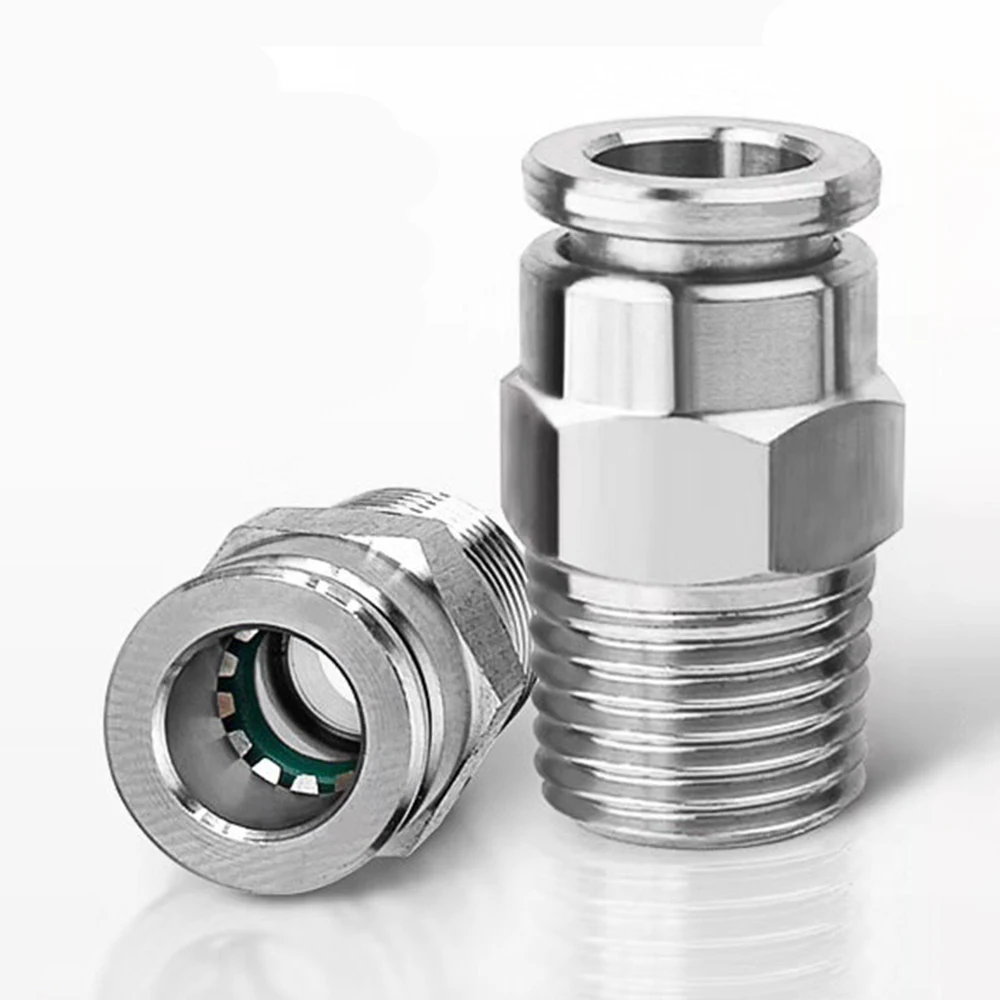 PC 304 Stainless Steel Pneumatic Quick Coupling Tool Compressor for 4 6 8 10 12mm Hose Coupling Male NPT1/8 1/4 3/8 1/2