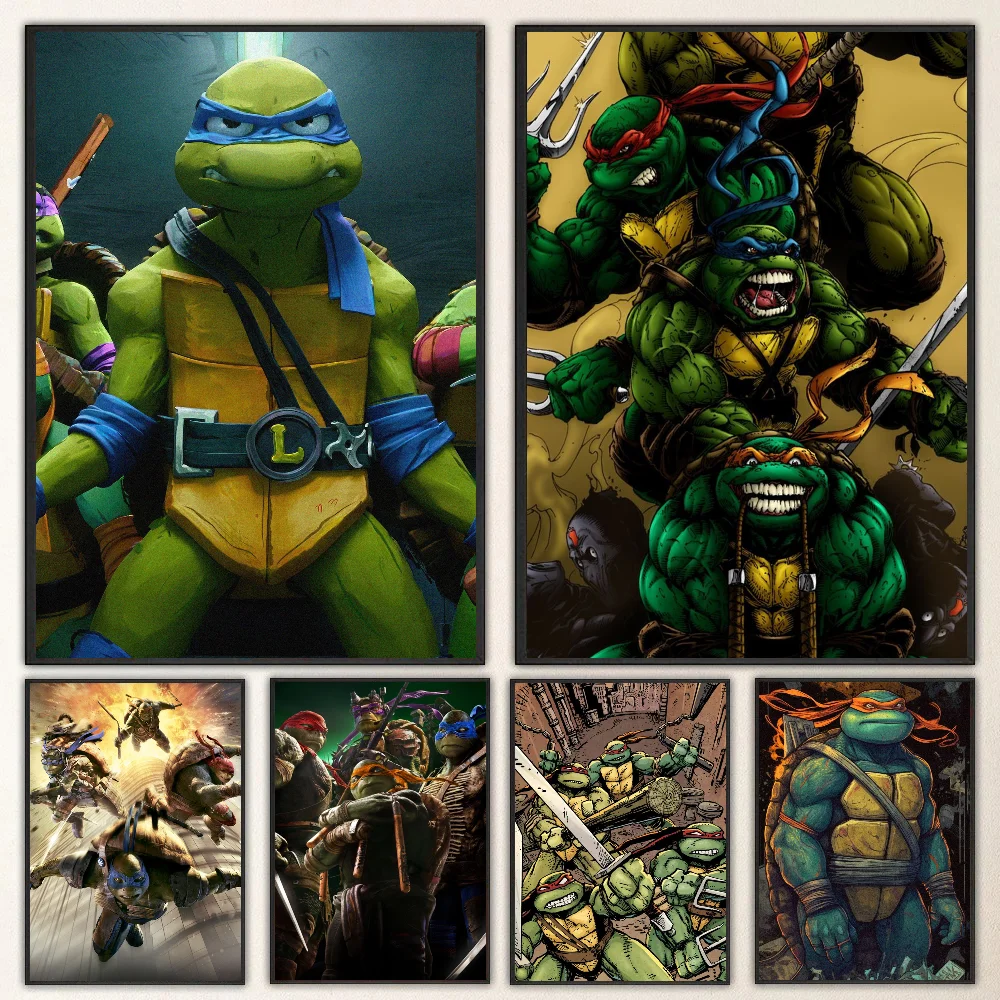 1pc Teenage Mutant Ninja Turtles Poster Self-adhesive Art Waterproof Paper Sticker Coffee House Bar Room Wall Decor