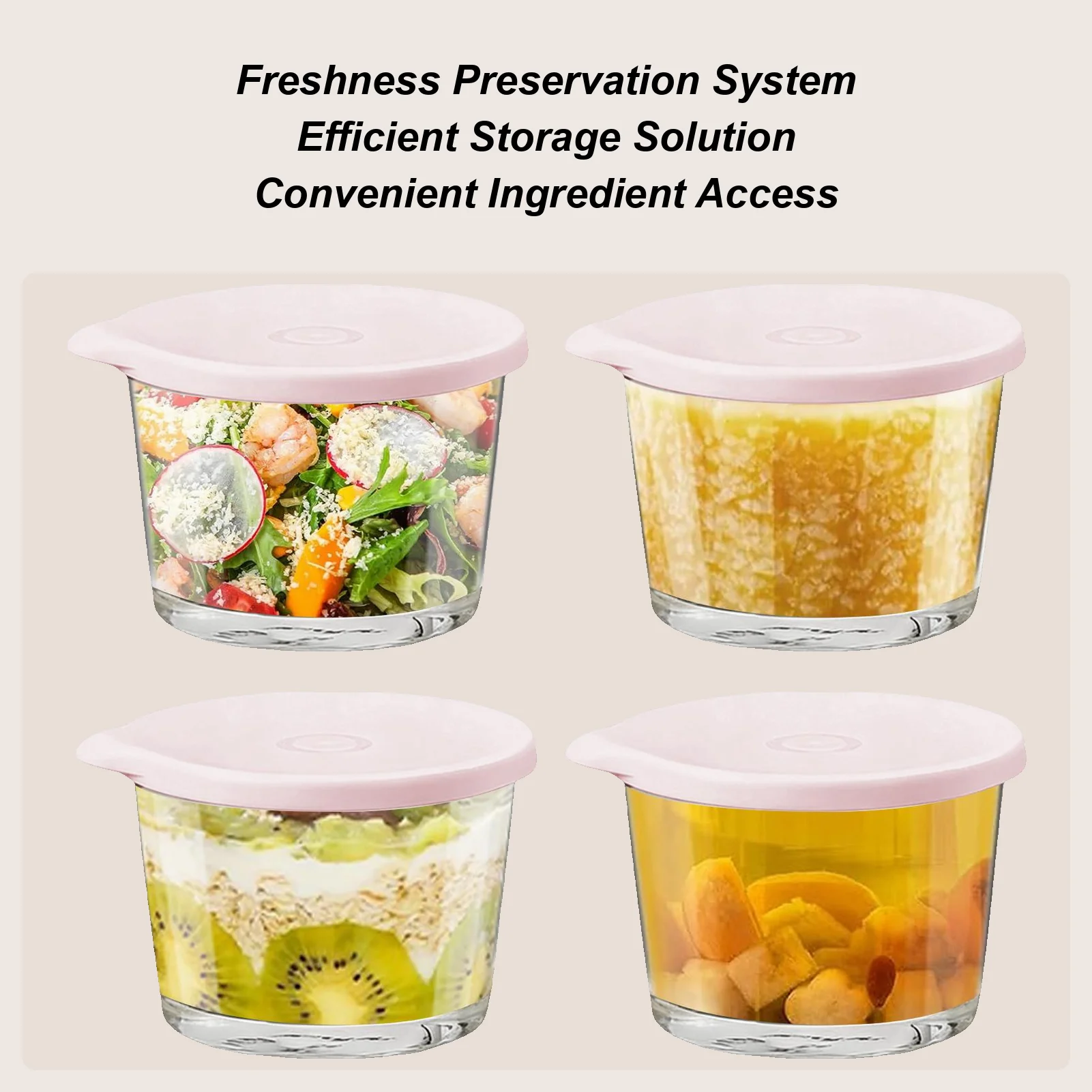 

Glass Storage Bowls 4 Pieces Airtight Stackable Reusable Jars Large Salad Storage Bowls for Meal Prep Snack Overnight Baking