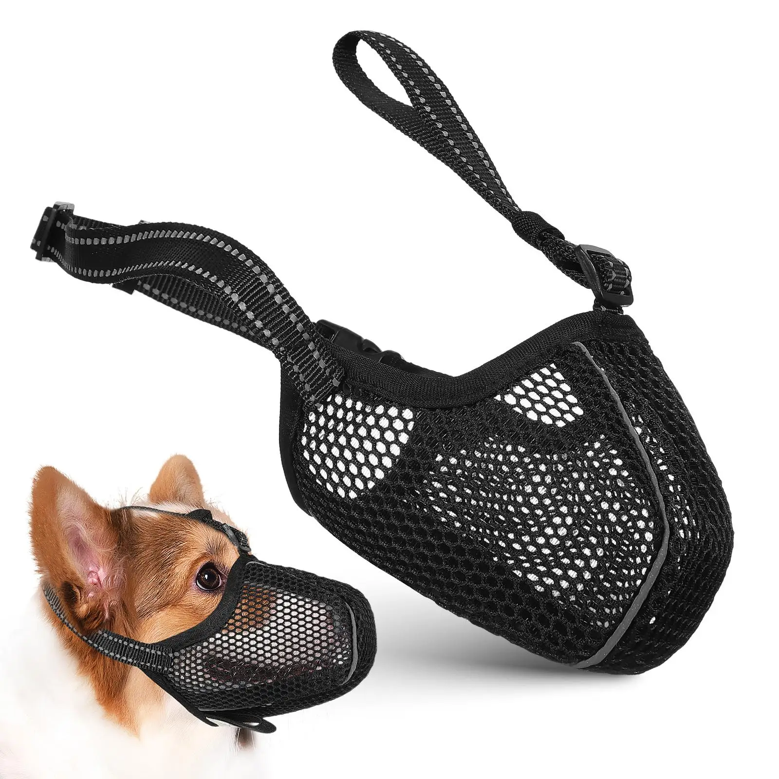 

Dog Muzzle Muzzles for Biting Adjustable Small Dogs Stop Barking Net Medium Size