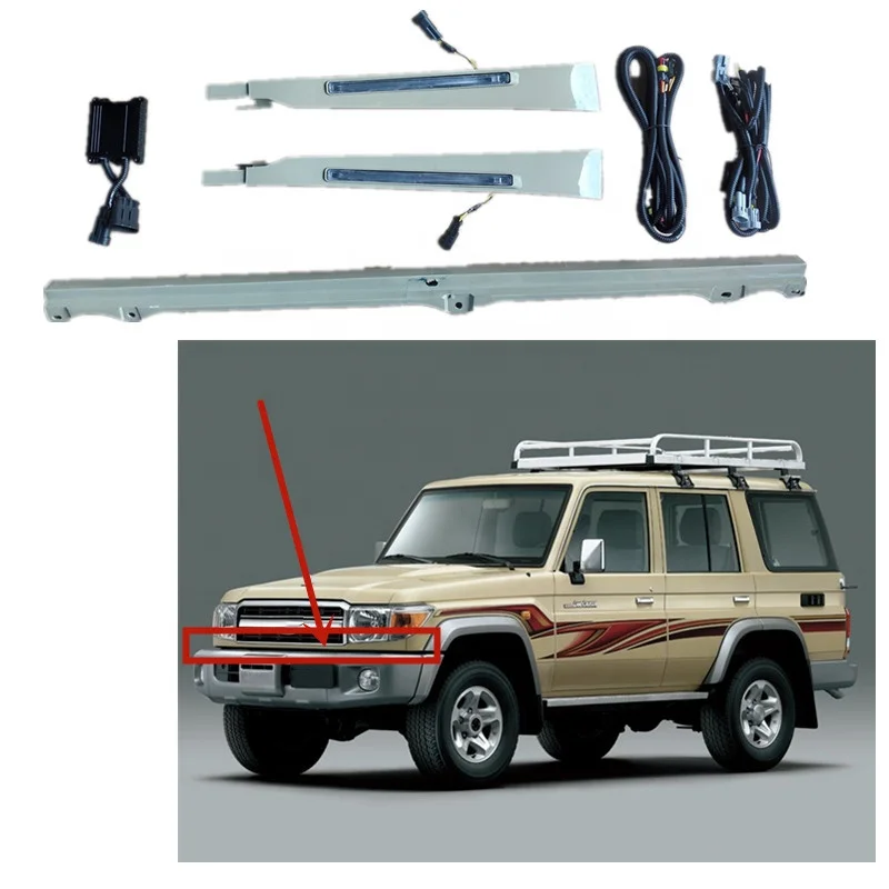 Maictopカーアクセサリーledデイタイムランニングライトためfj79グリルエンジンフードダウンプレートカバーhzj79 fzj79 landcruiser 79 fj75