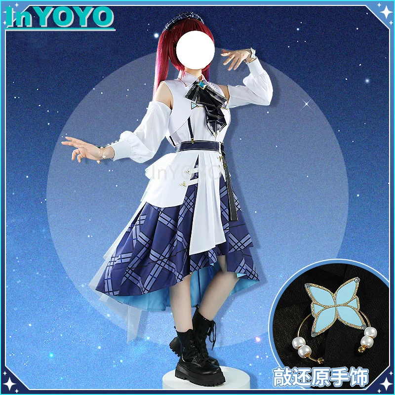 InYOYO VTuber Hololive Blue Journey Houshou Marine Hakui Shiranui All Members Lovely Dress Cosplay Costume Party Outfit Women