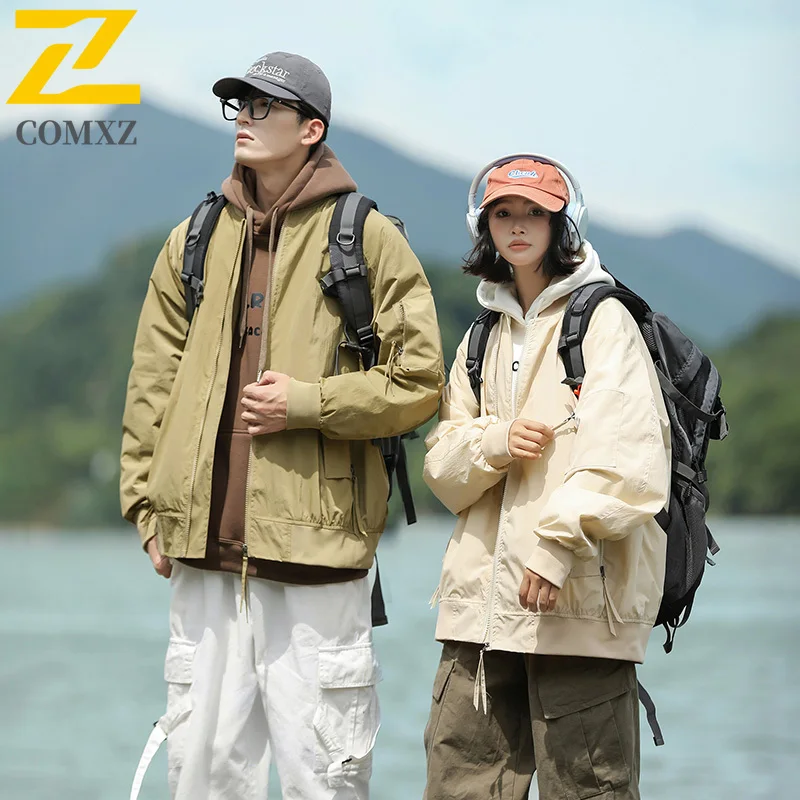 

COMXZ Men's Jacket Spring Autumn Fake Two Piece Hong Kong Style Casual Big Size Hooded Fashion Trend Sportswear Outdoor Coat