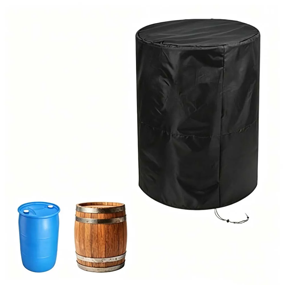 Drawstring Oxford Bucket Cover, Waterproof Dustproof Rain Snow Protector for Outdoor Garden Water Storage Barrel