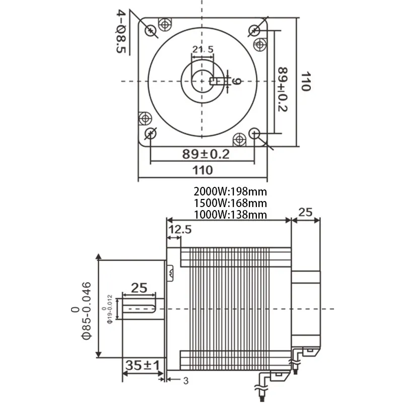 BLDC 110 Flange High Voltage DC Motor 1000W 1500W 2000W 3000rpm 310V Single-Phase Electric Motor